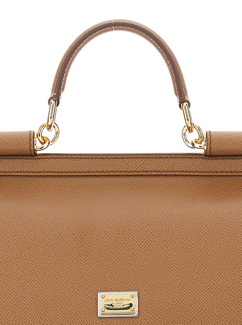 Dolce & Gabbana My Sicily Top Handle Bag — Brown Cotton