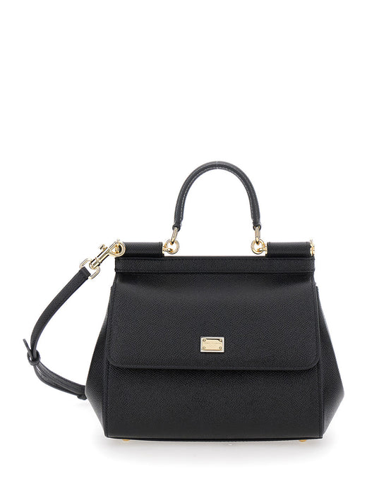 Dolce & Gabbana Sicily Top Handle Bag — Black Leather