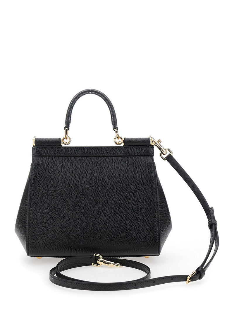 Dolce & Gabbana Sicily Top Handle Bag — Black Leather