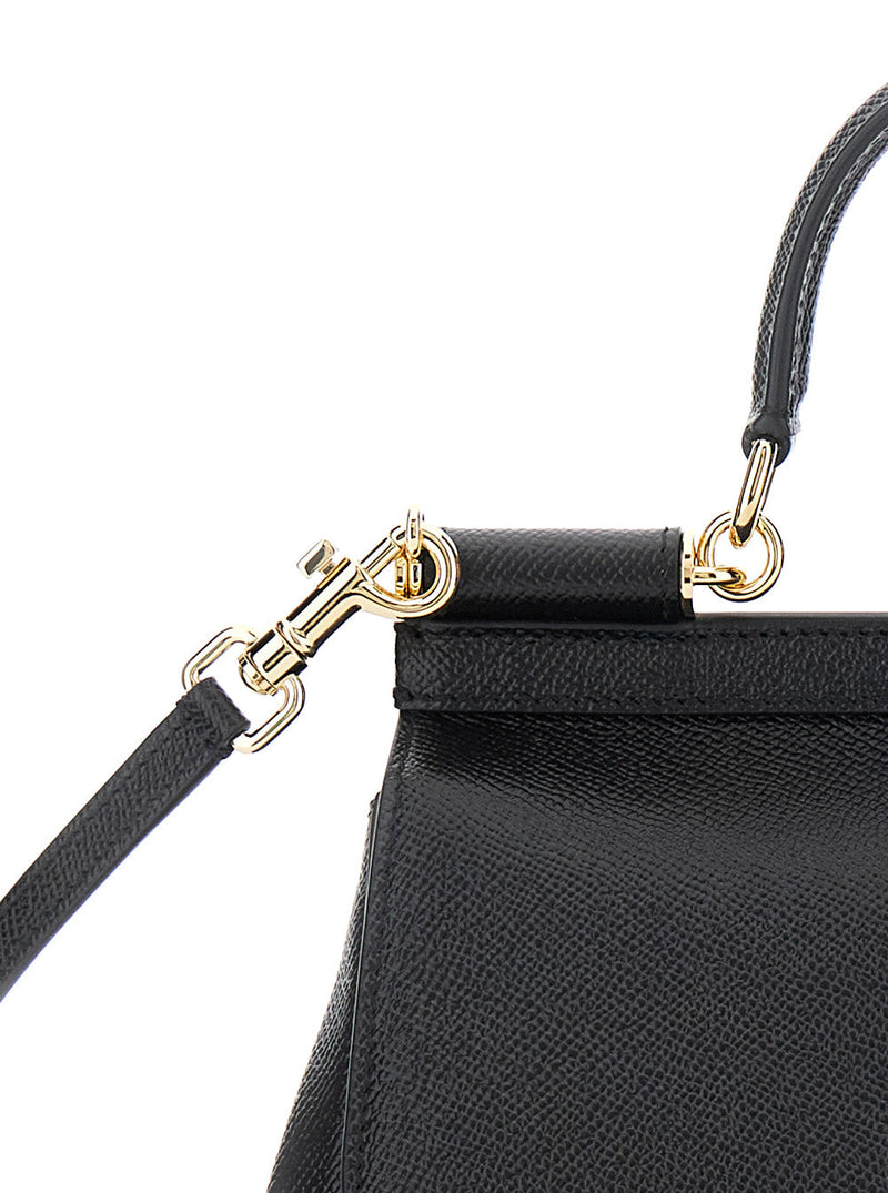 Dolce & Gabbana Sicily Top Handle Bag — Black Leather