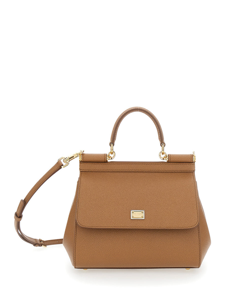 Dolce & Gabbana Sicily Top Handle Bag — Brown Leather