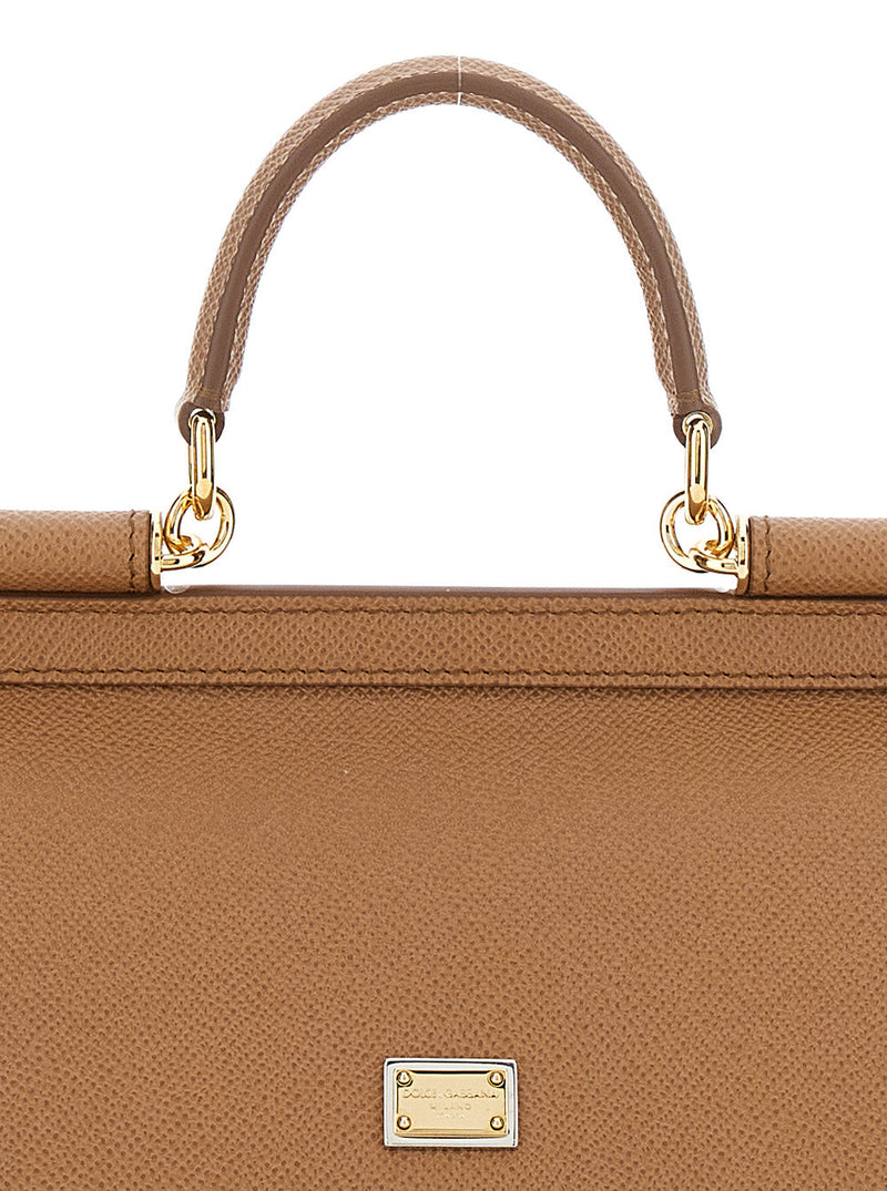 Dolce & Gabbana Sicily Top Handle Bag — Brown Leather