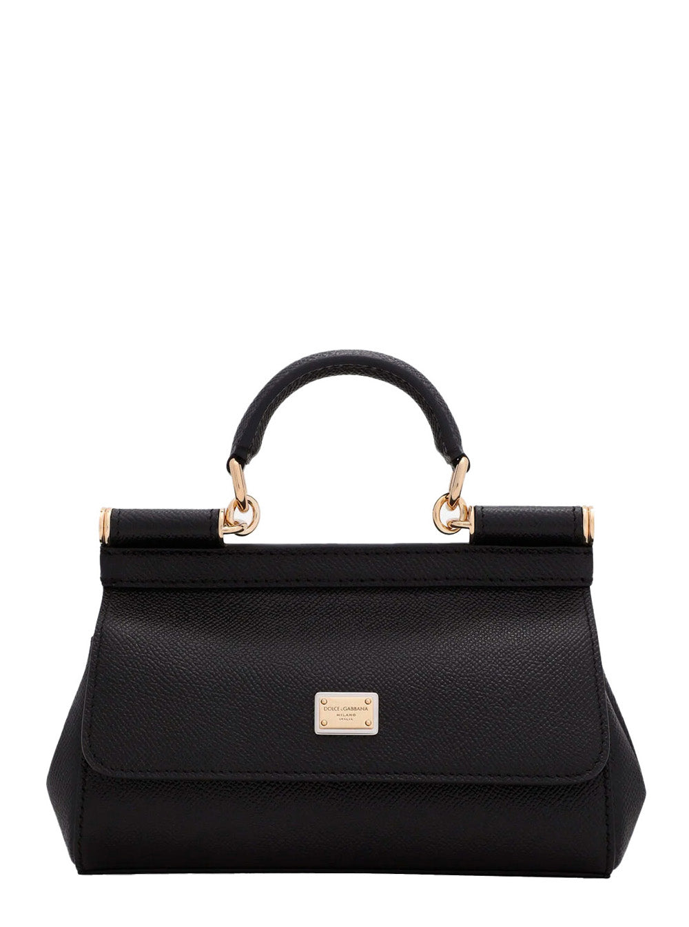 Dolce & Gabbana Sicily Top Handle Bag — Black Grained Leather