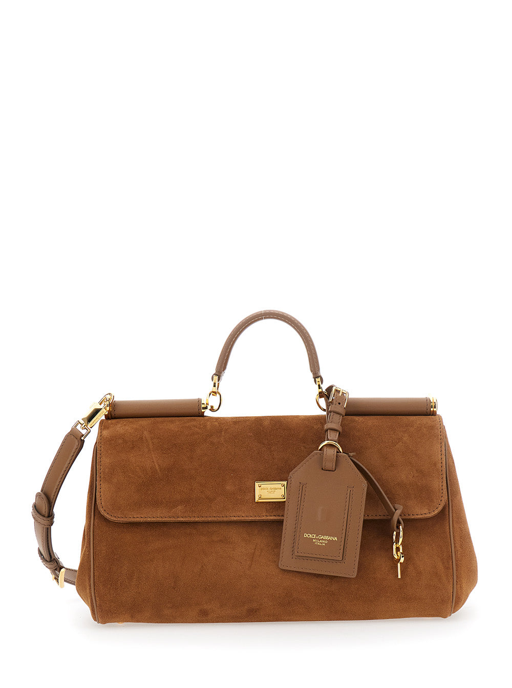 Dolce & Gabbana My Sicily Shoulder Bag — Beige Suede