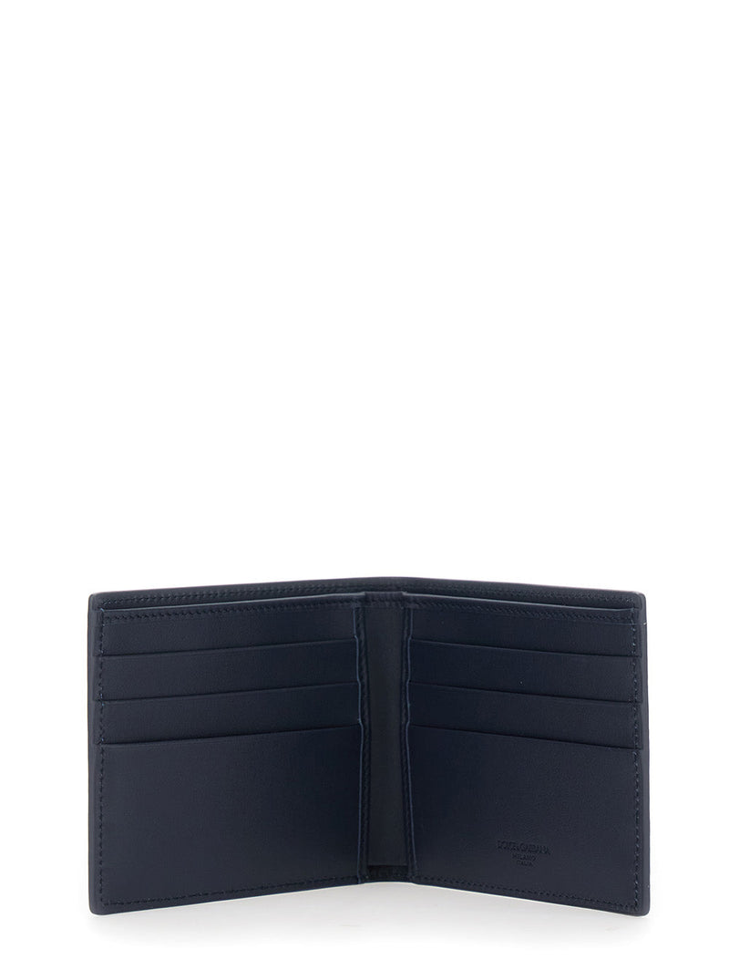 Dolce & Gabbana Bi-Fold Leather Wallet — Navy