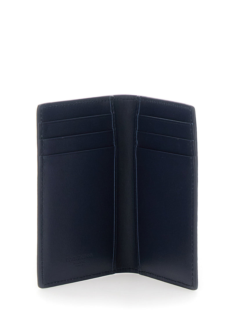 Dolce & Gabbana Grained Leather Card Case — Blue Cases