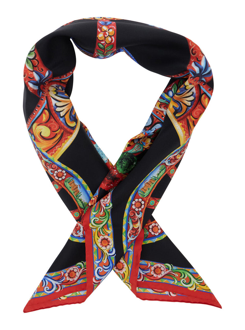 Dolce & Gabbana Carretto Print Silk Scarf — Multicolor Scarfs