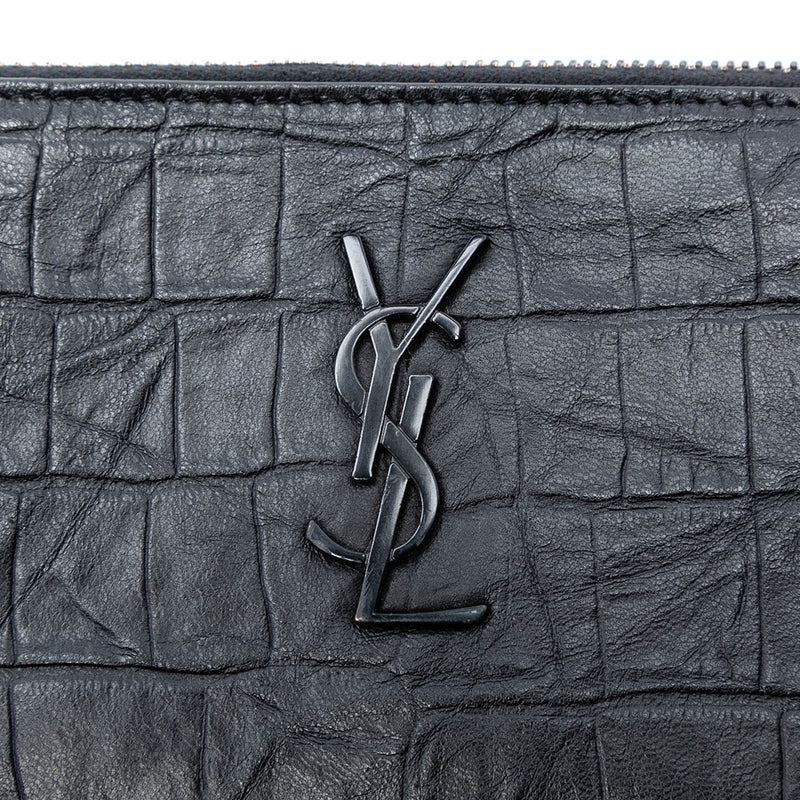 Croc Embossed Leather Monogram Document Holder - Image 5