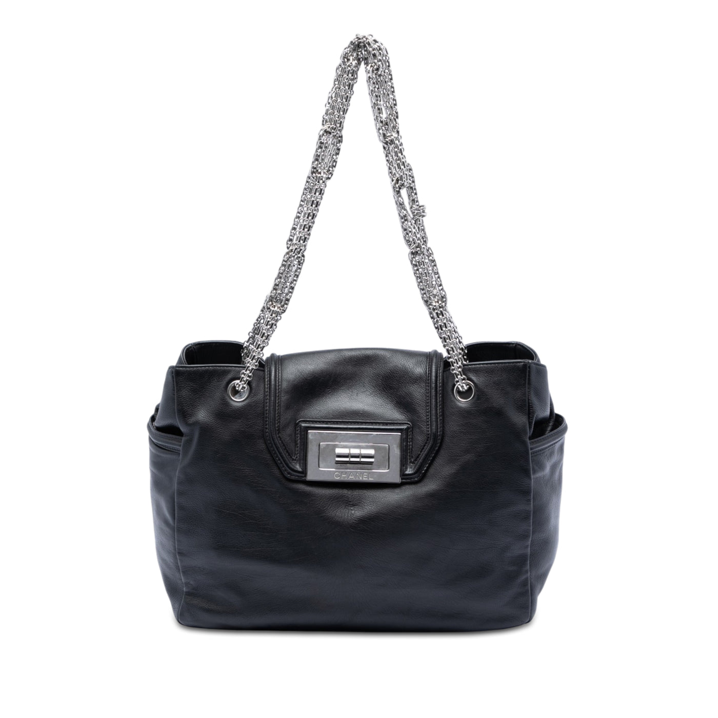 Large Lambskin Mademoiselle Lock Jewelry Chain Tote - Image 1