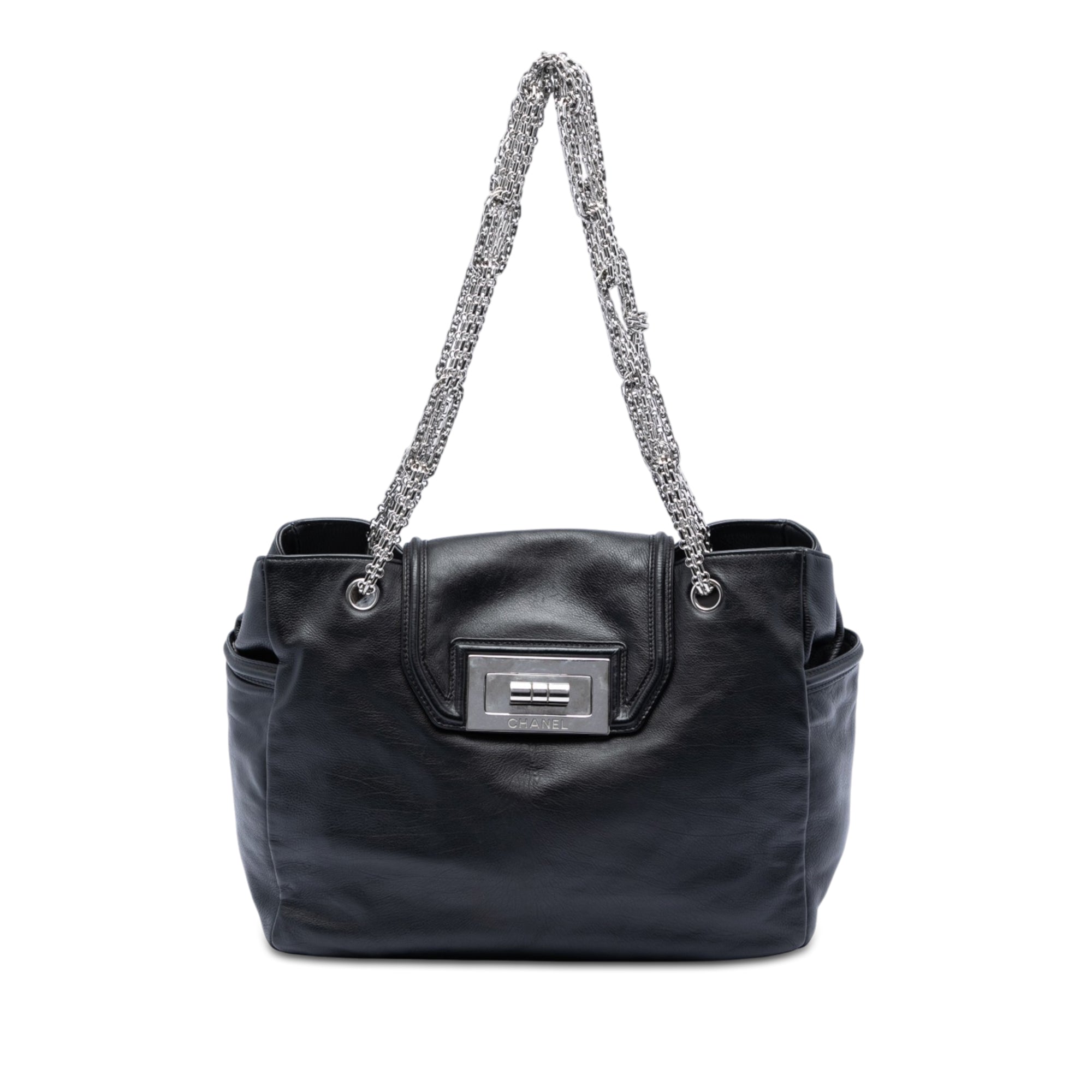 Large Lambskin Mademoiselle Lock Jewelry Chain Tote - Image 1