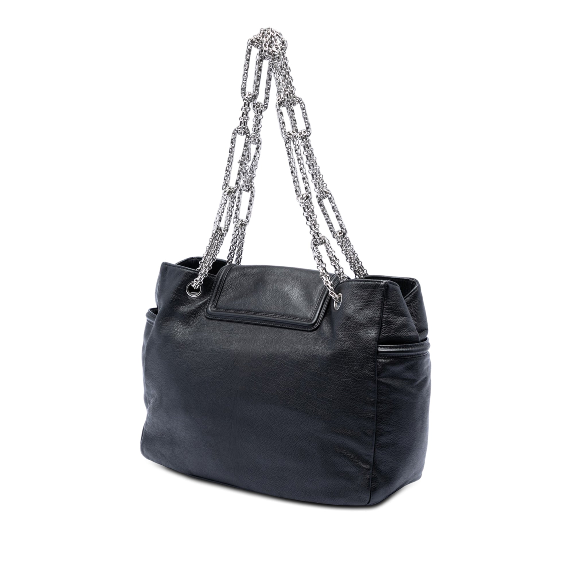 Large Lambskin Mademoiselle Lock Jewelry Chain Tote - Image 2