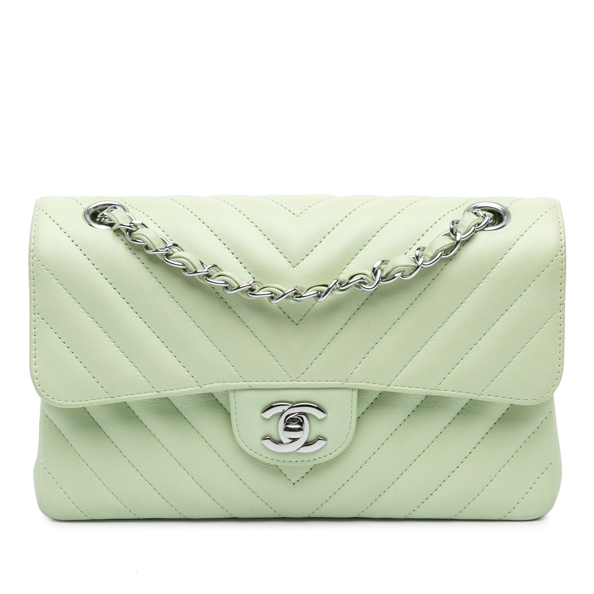 Small Classic Chevron Lambskin Double Flap - Image 1