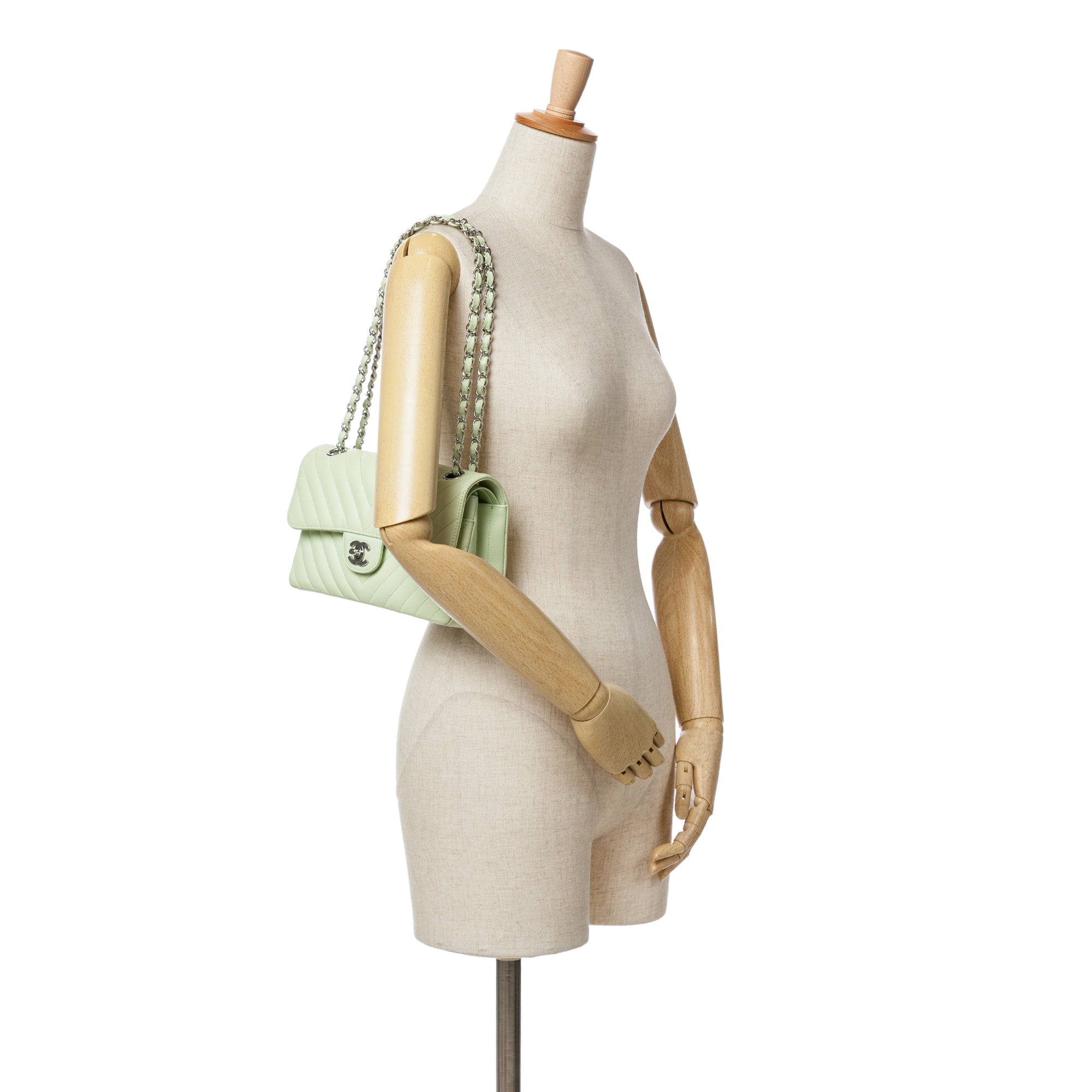 Small Classic Chevron Lambskin Double Flap - Image 10