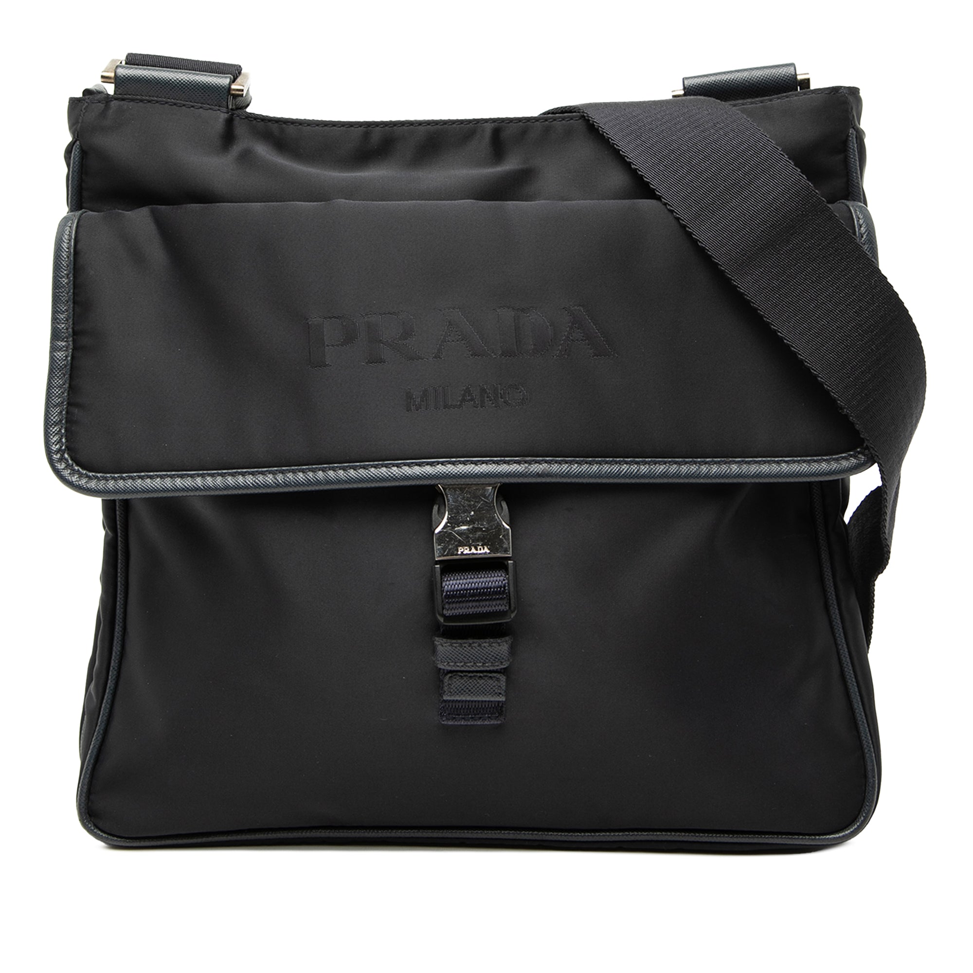 Saffiano Trimmed Tessuto Zip Top Crossbody - Image 1
