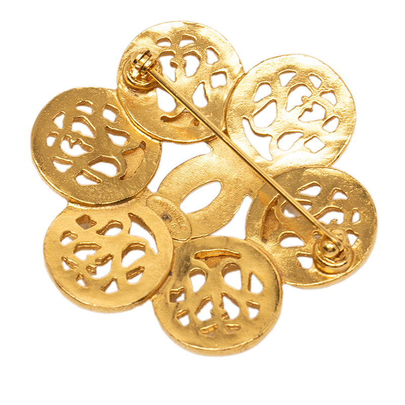 CC Gold Plated Flower Brooch - Image 2