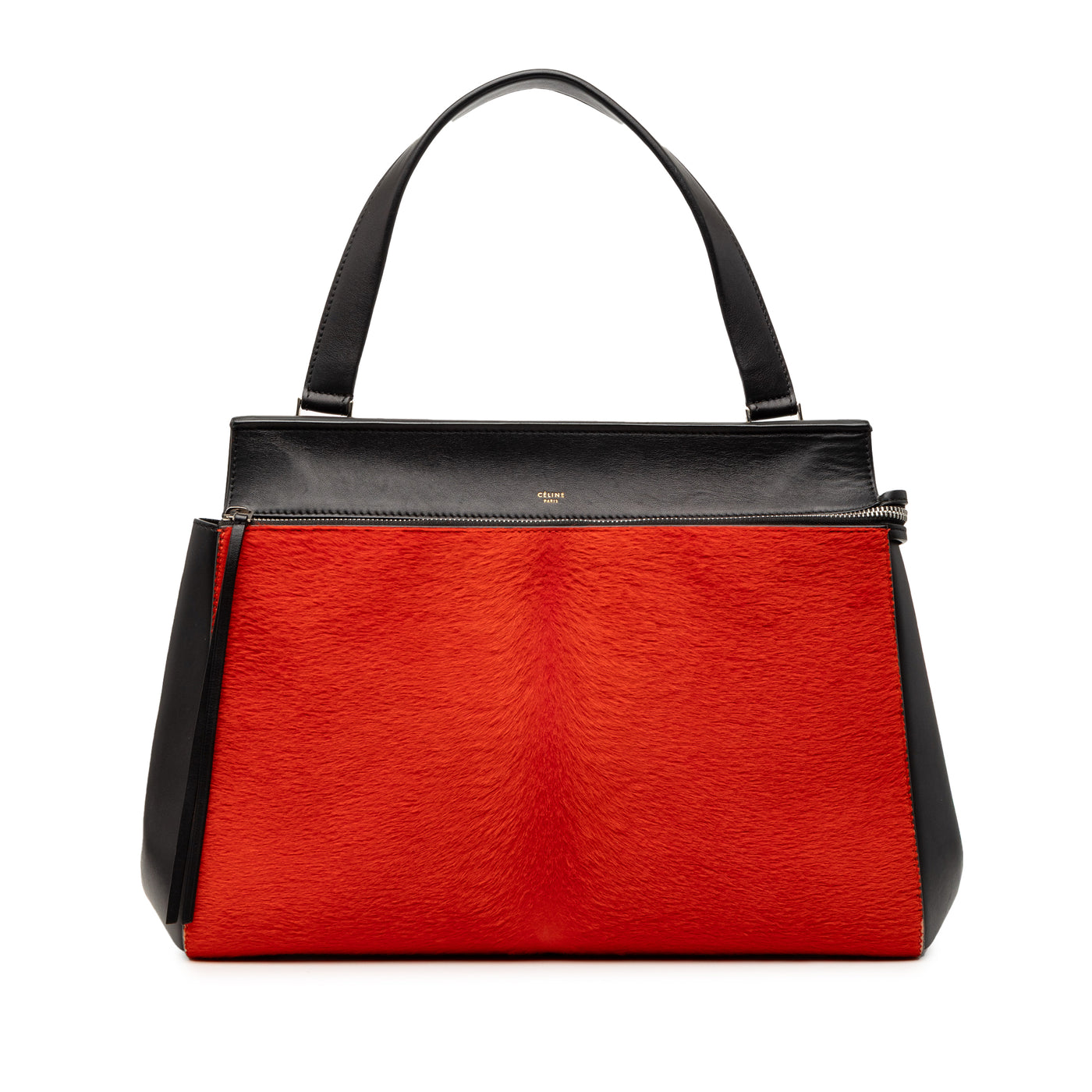 Medium Bicolor Leather and Pony Hair Edge Handbag - Image 1
