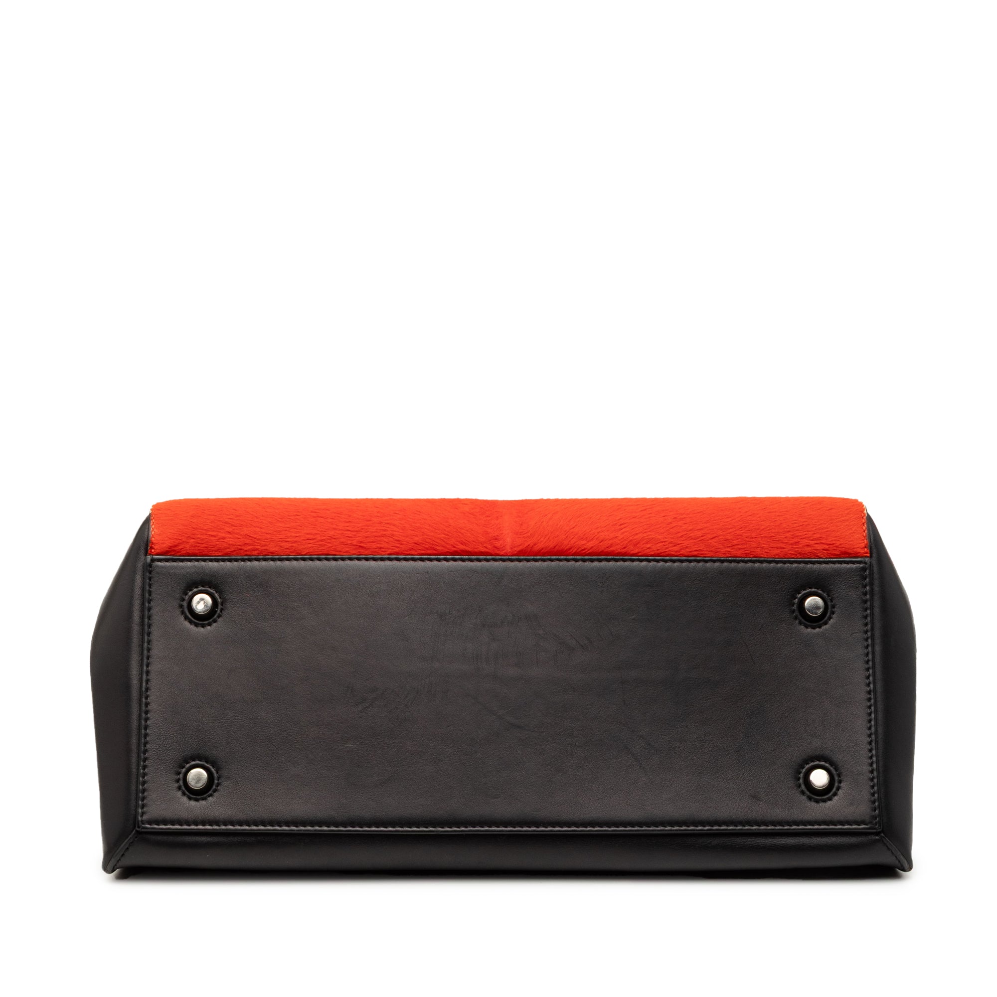Medium Bicolor Leather and Pony Hair Edge Handbag - Image 3