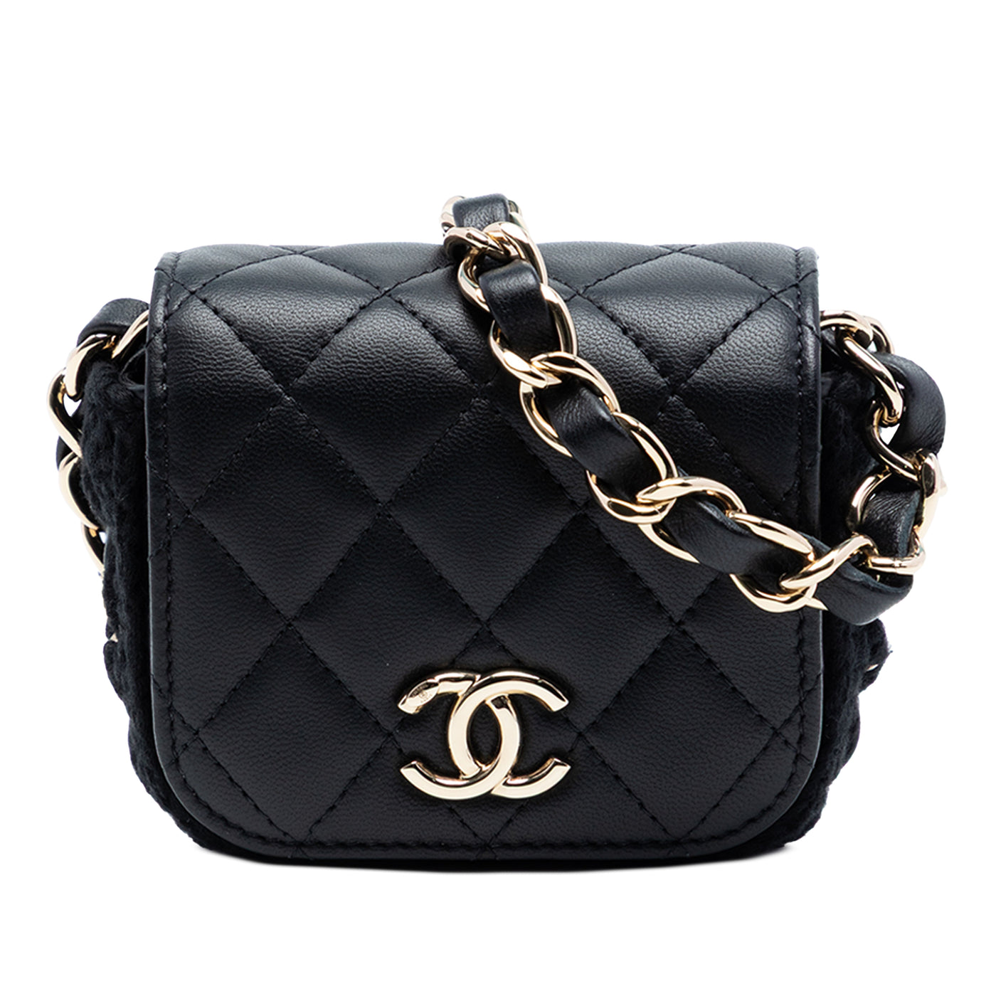 Mini CC Quilted Lambskin Crochet Flap - Image 1
