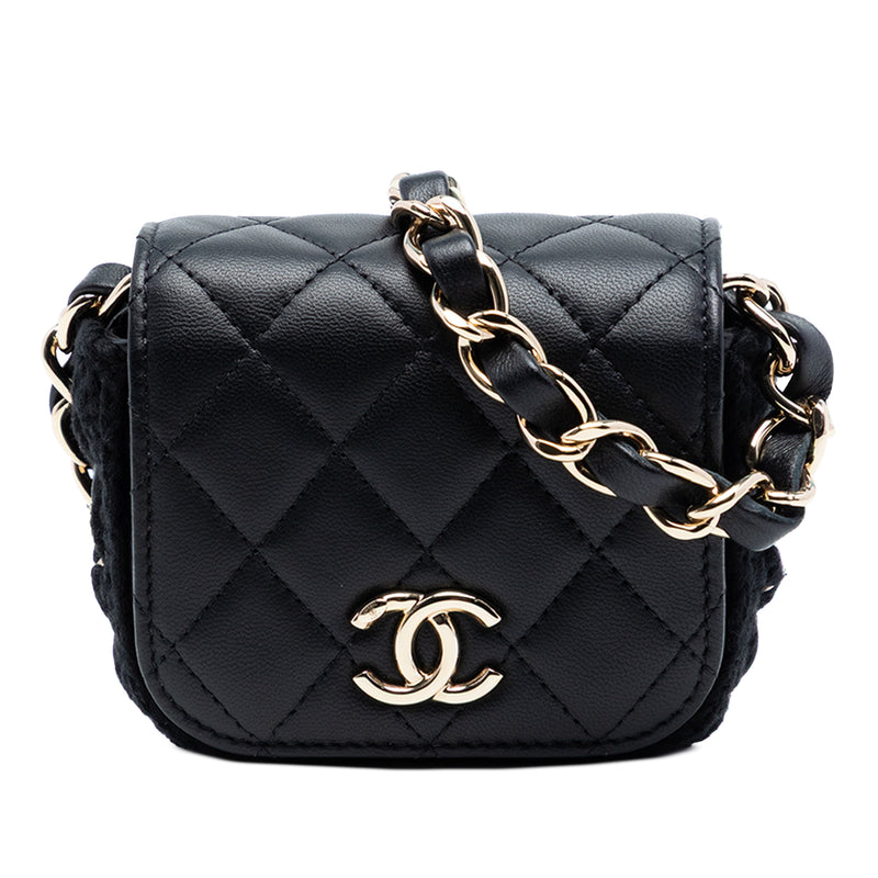 Mini CC Quilted Lambskin Crochet Flap