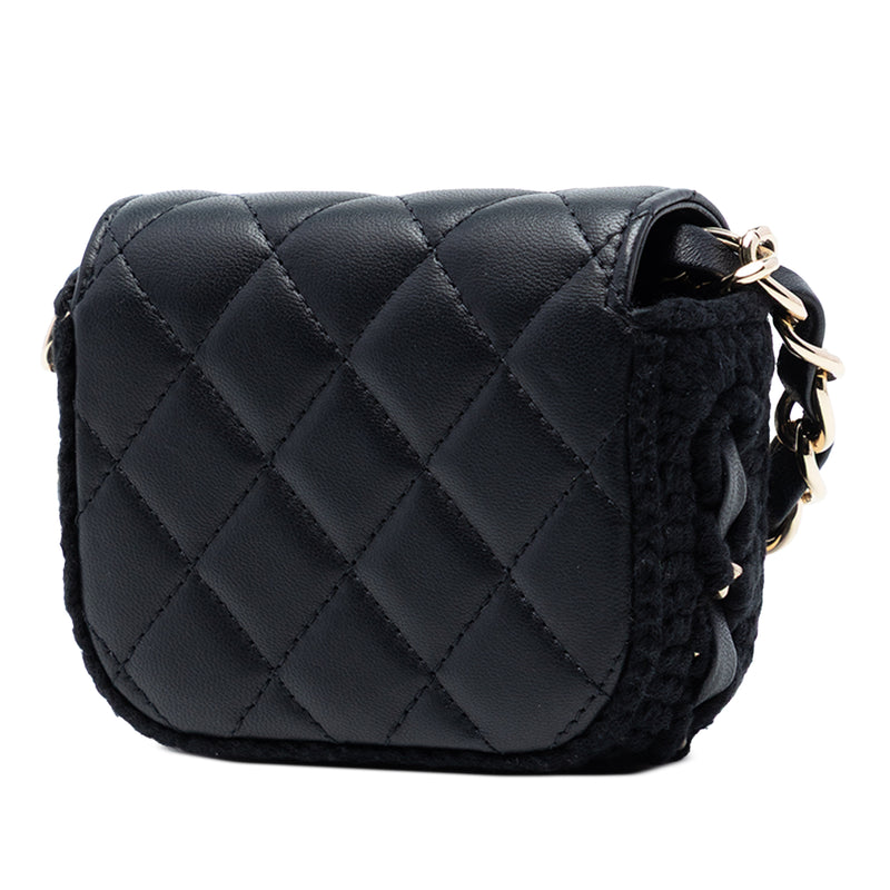 Mini CC Quilted Lambskin Crochet Flap - Image 2