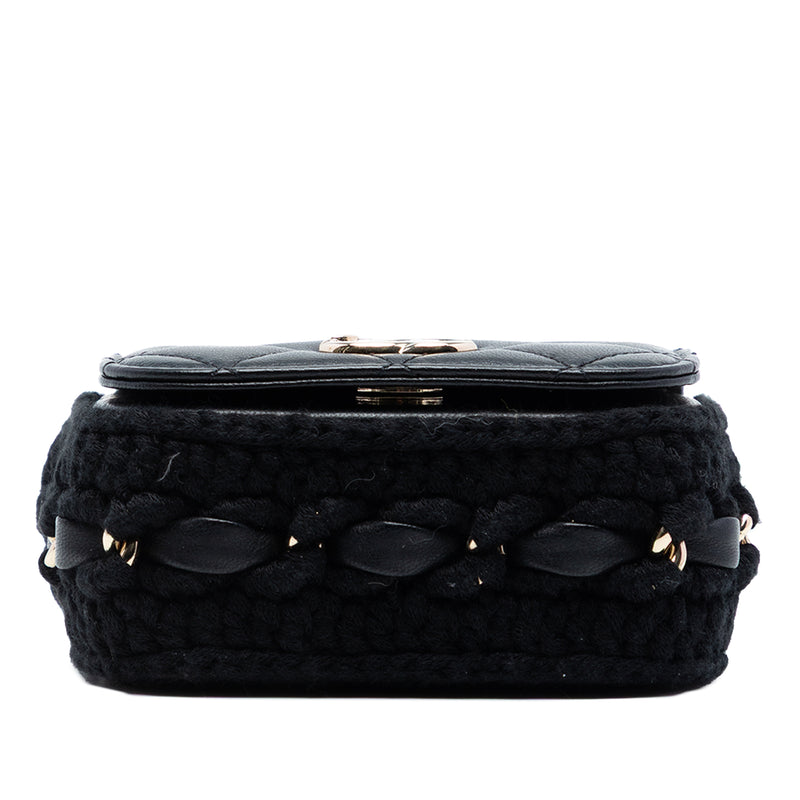 Mini CC Quilted Lambskin Crochet Flap - Image 3
