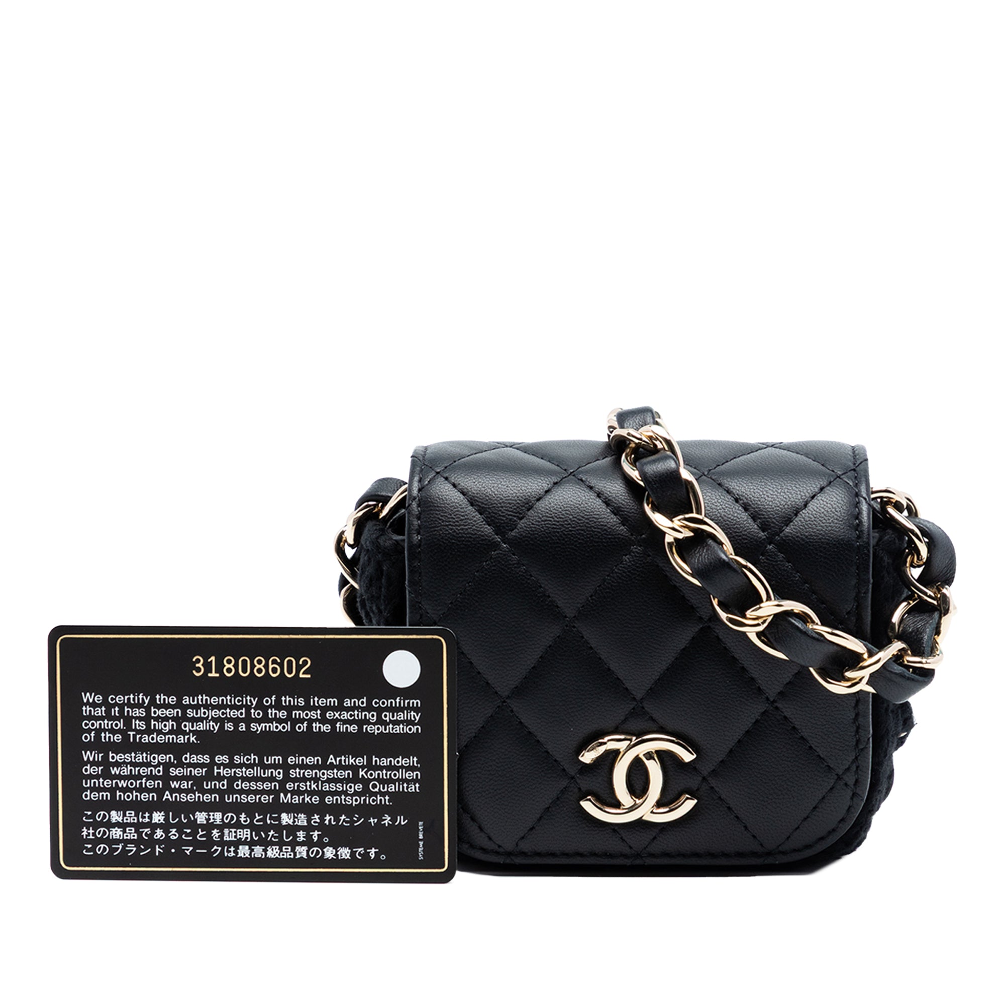 Mini CC Quilted Lambskin Crochet Flap - Image 8