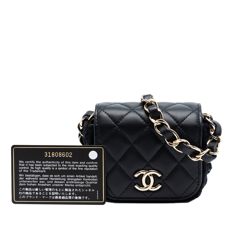 Mini CC Quilted Lambskin Crochet Flap - Image 8