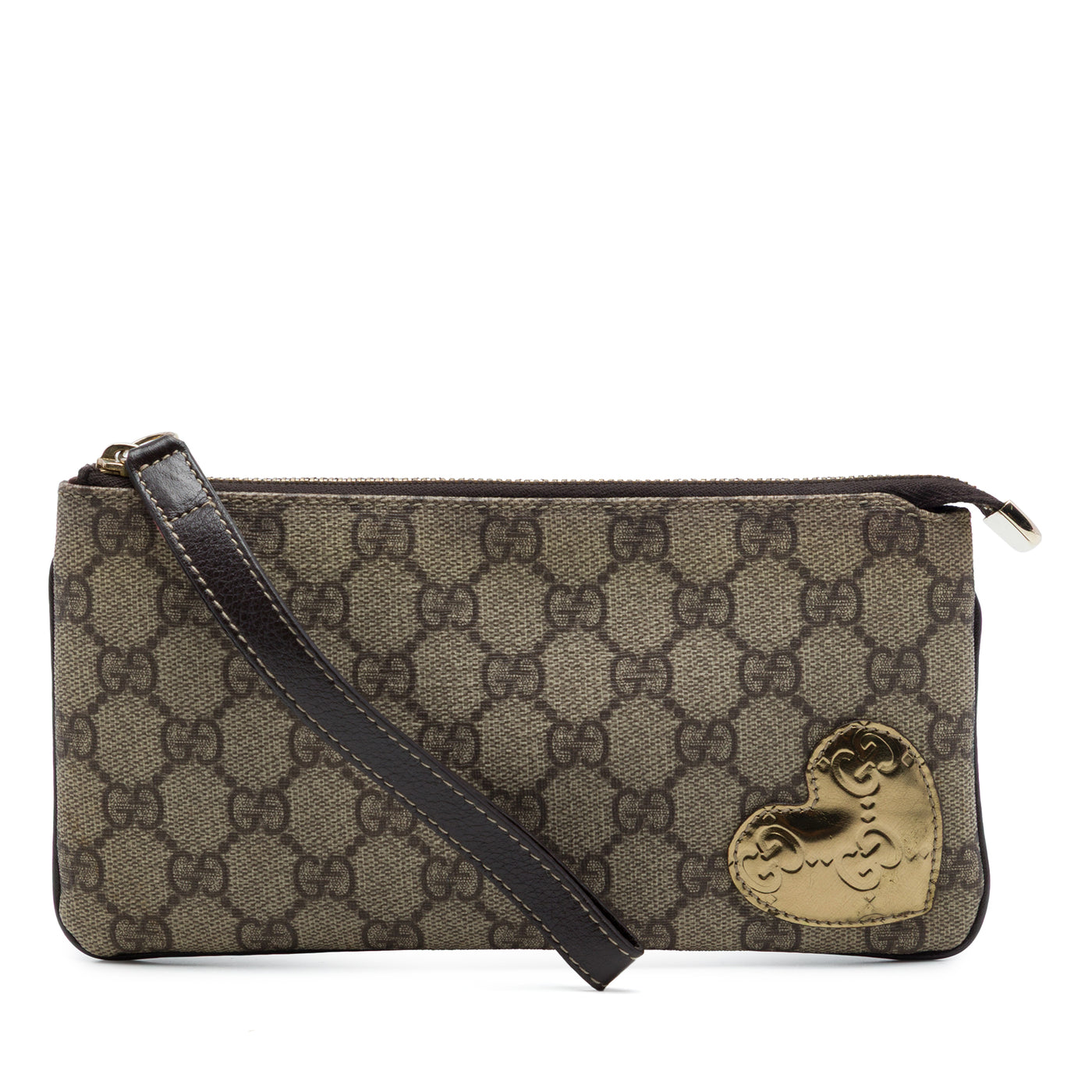 Guccissima Heart Trimmed GG Supreme Wristlet Clutch - Image 1