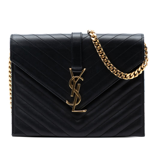 Chevron Calfskin Classic Monogram Envelope Crossbody - Image 1