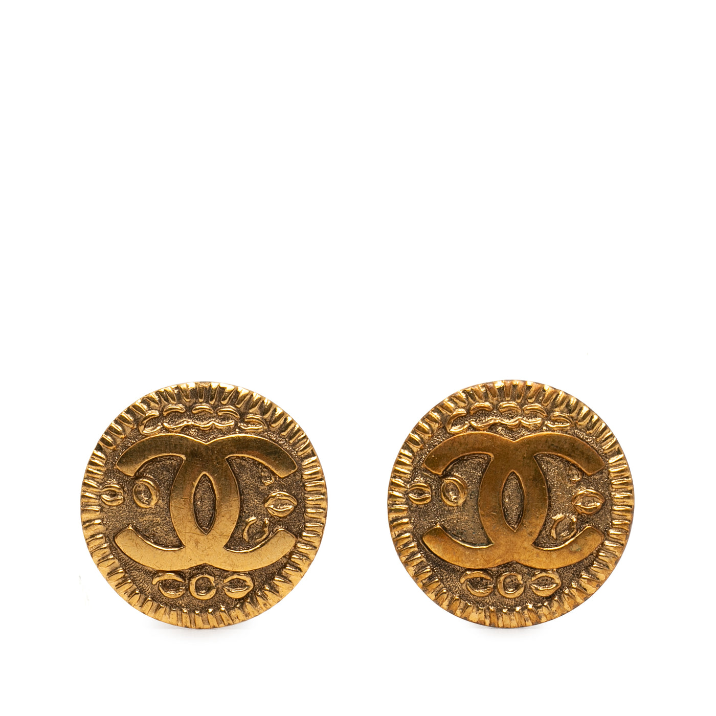 CC Gold Plated Round Clip On Earrings - Image 1