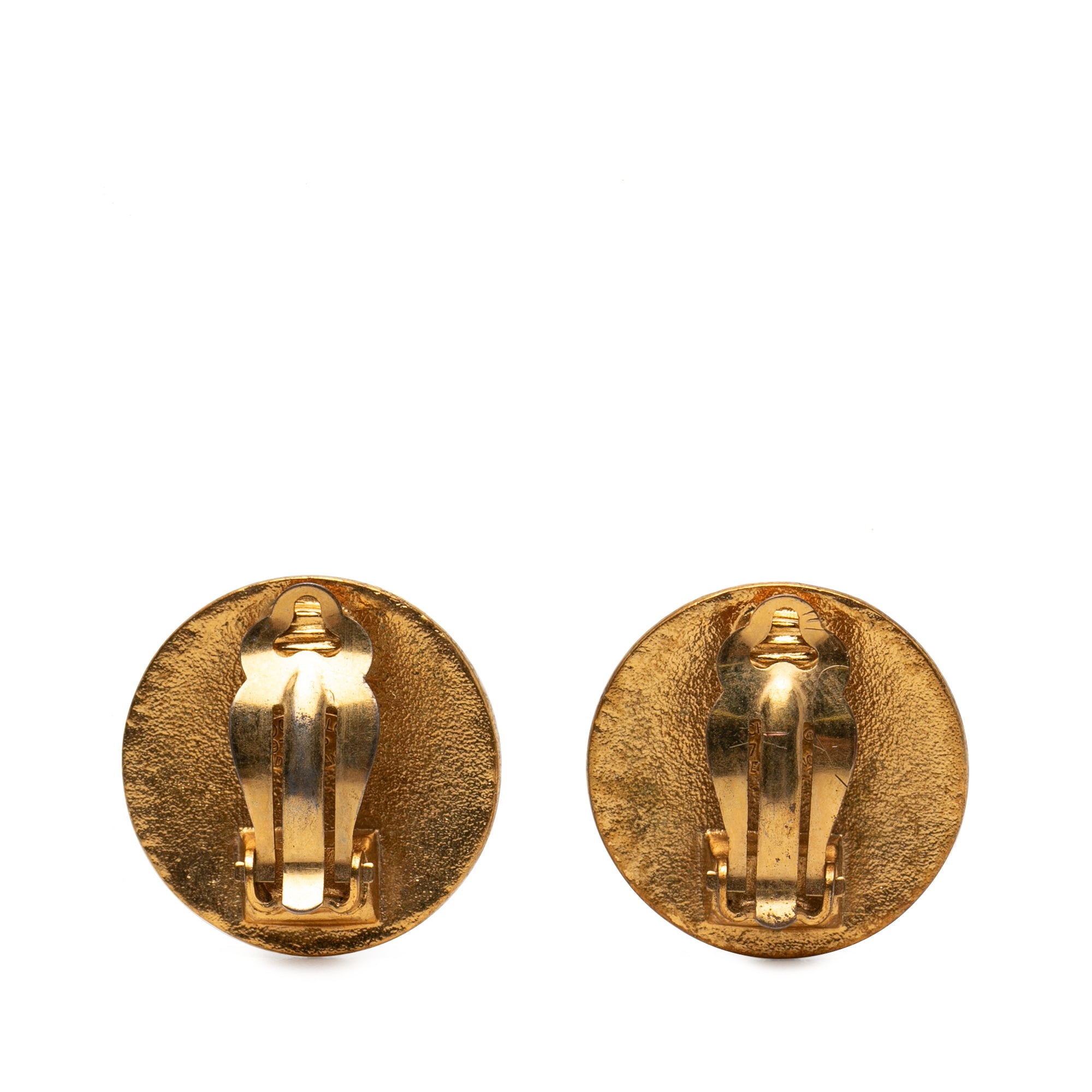 CC Gold Plated Round Clip On Earrings - Image 2