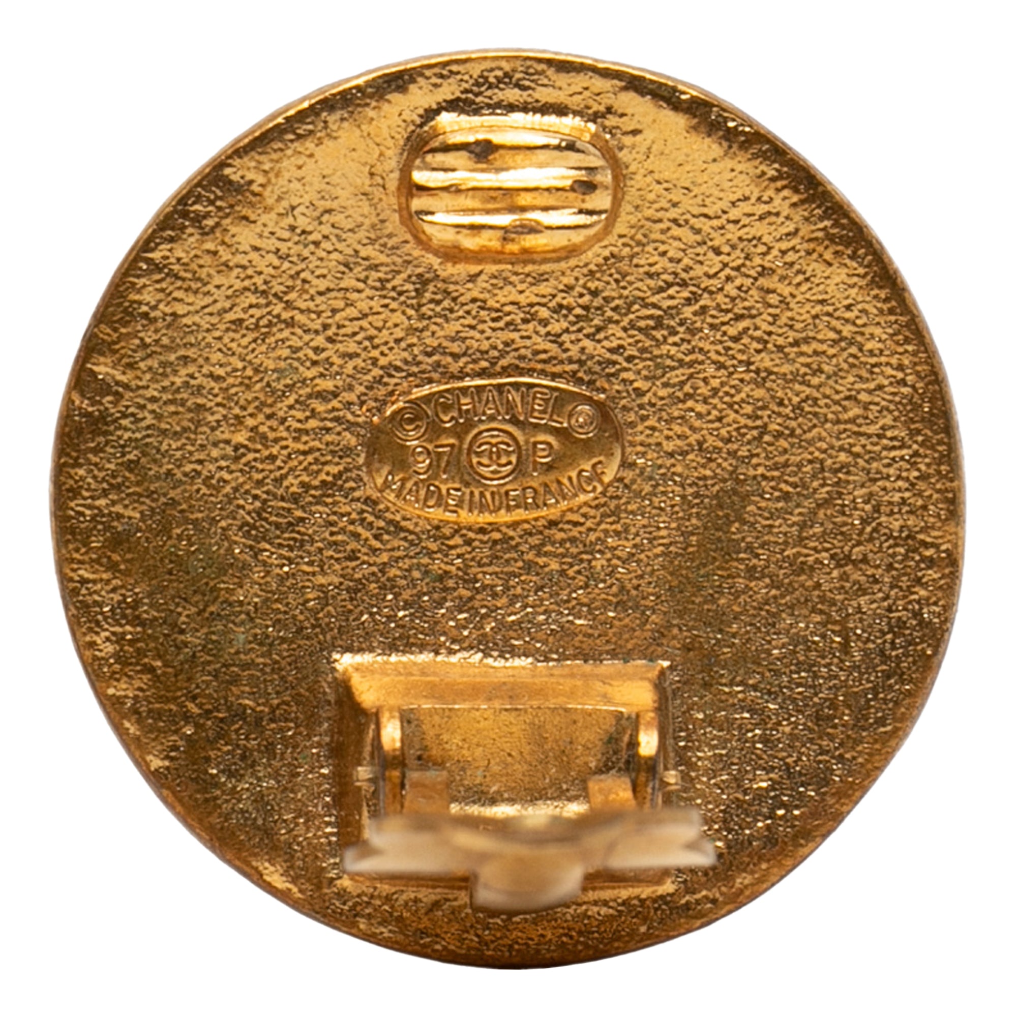 CC Gold Plated Round Clip On Earrings - Image 3