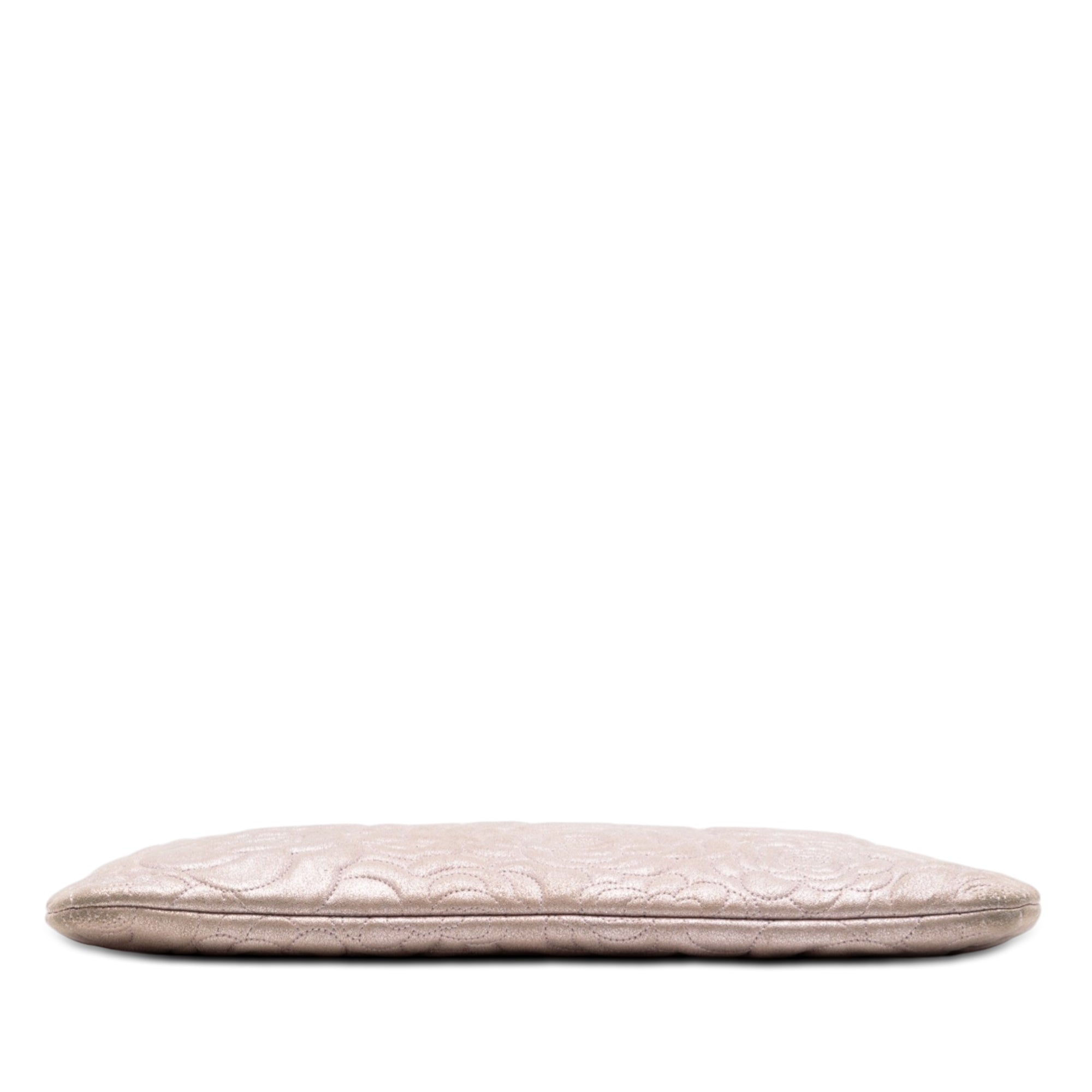 Large CC Embossed Metallic Lambskin Camellia O Case Clutch - Image 3