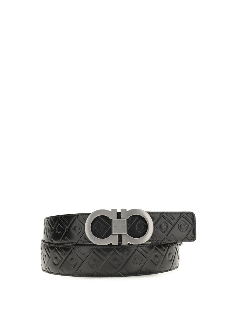 Ferragamo Gancini Belt — Black Calf Leather