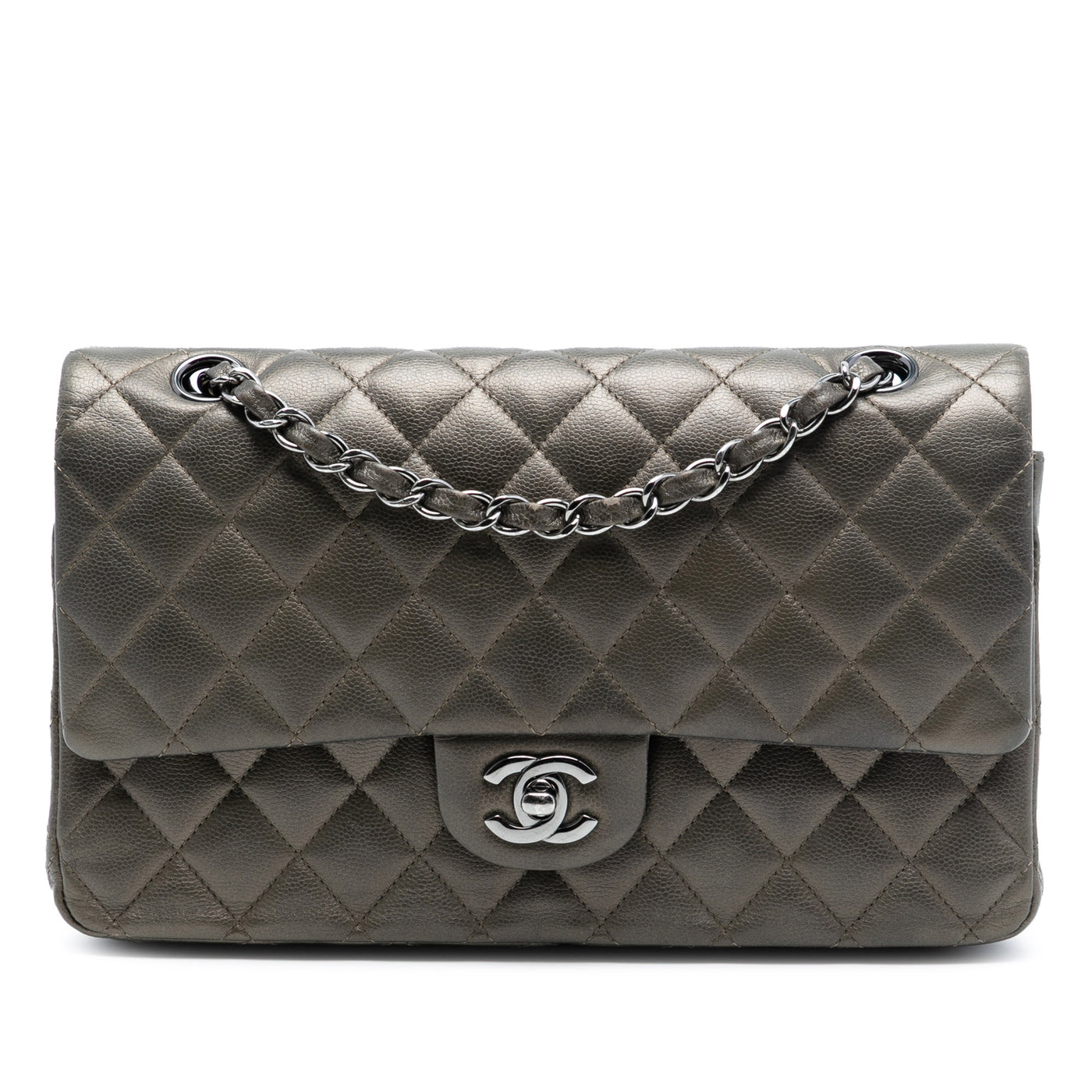 Medium Classic Metallic Caviar Double Flap - Image 1