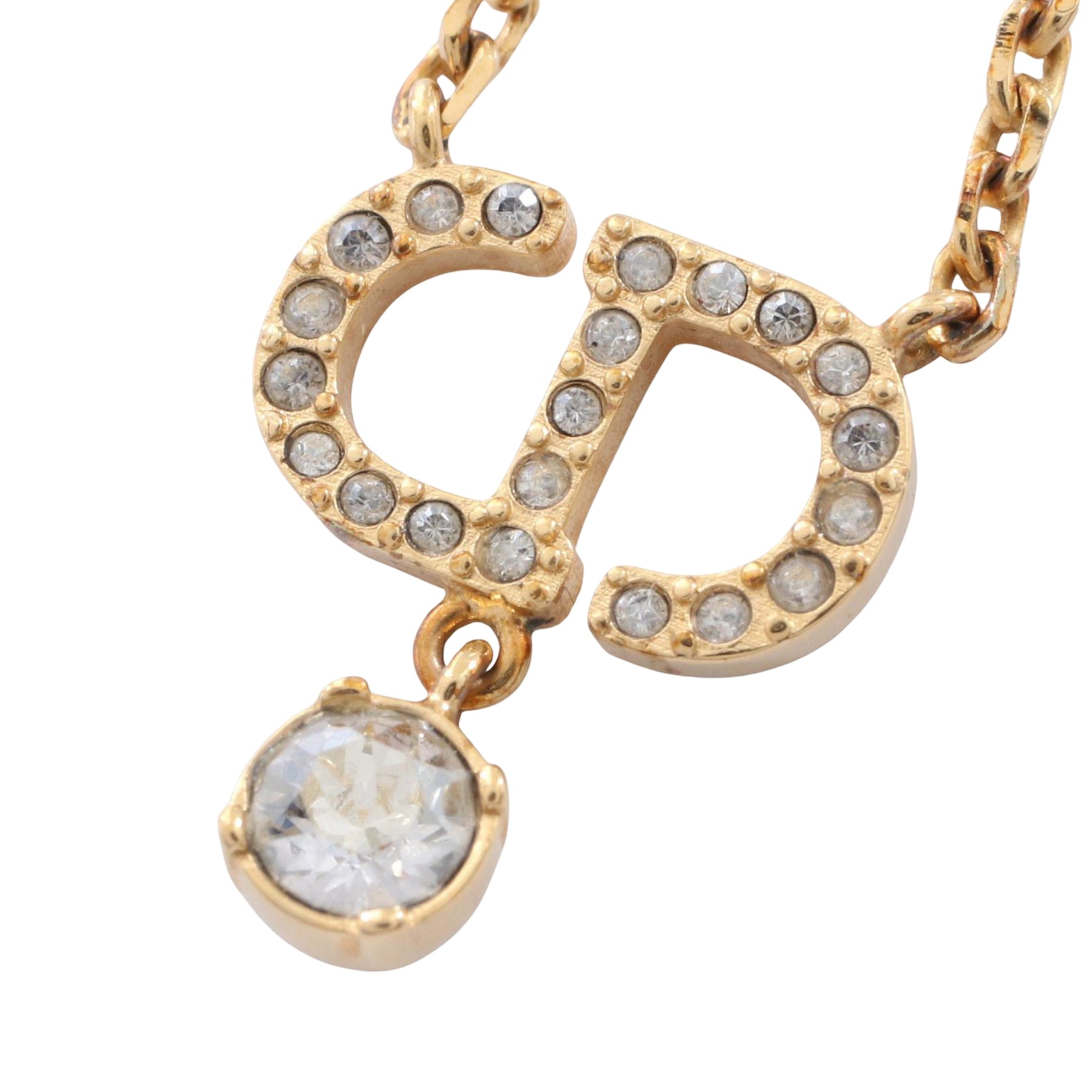 Gold Plated Strass CD Logo Pendant Necklace - Image 1