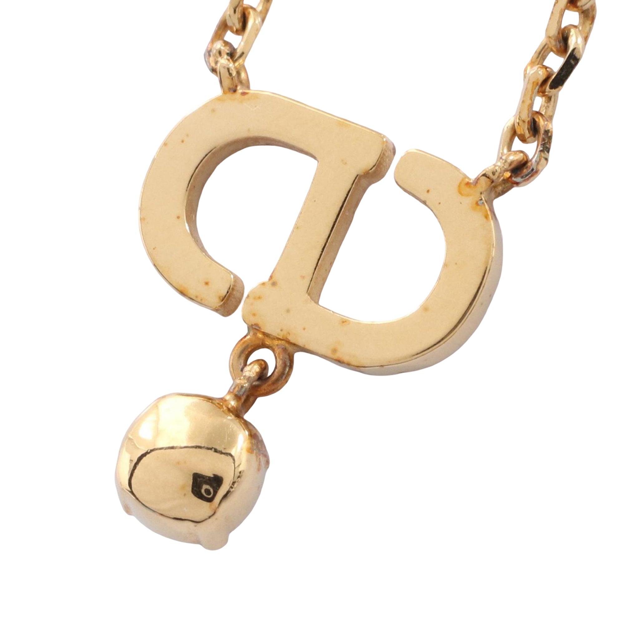Gold Plated Strass CD Logo Pendant Necklace - Image 2