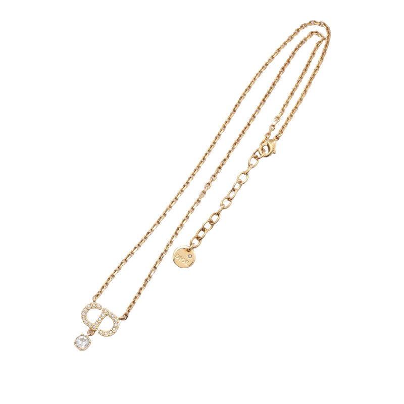 Gold Plated Strass CD Logo Pendant Necklace - Image 4