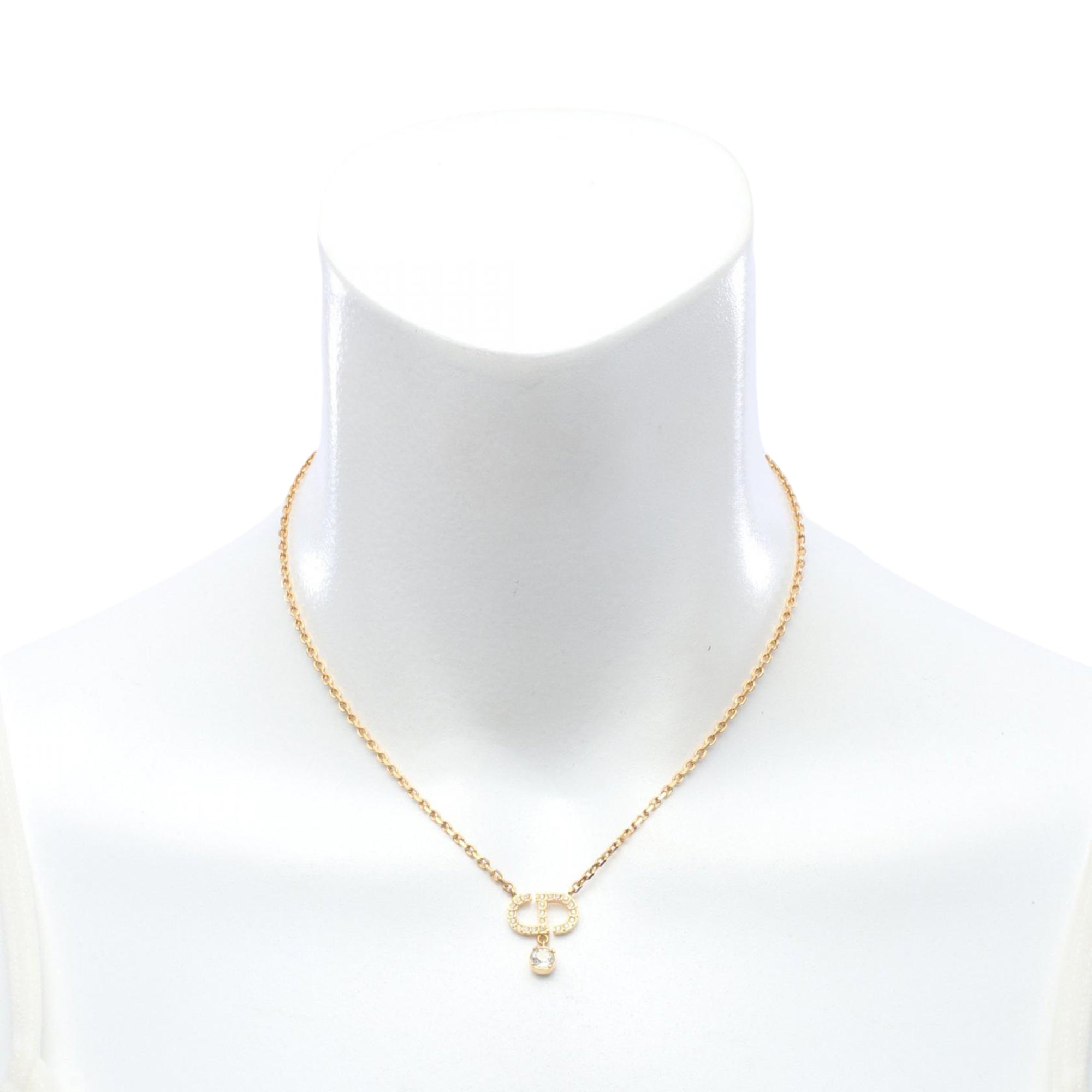 Gold Plated Strass CD Logo Pendant Necklace - Image 5