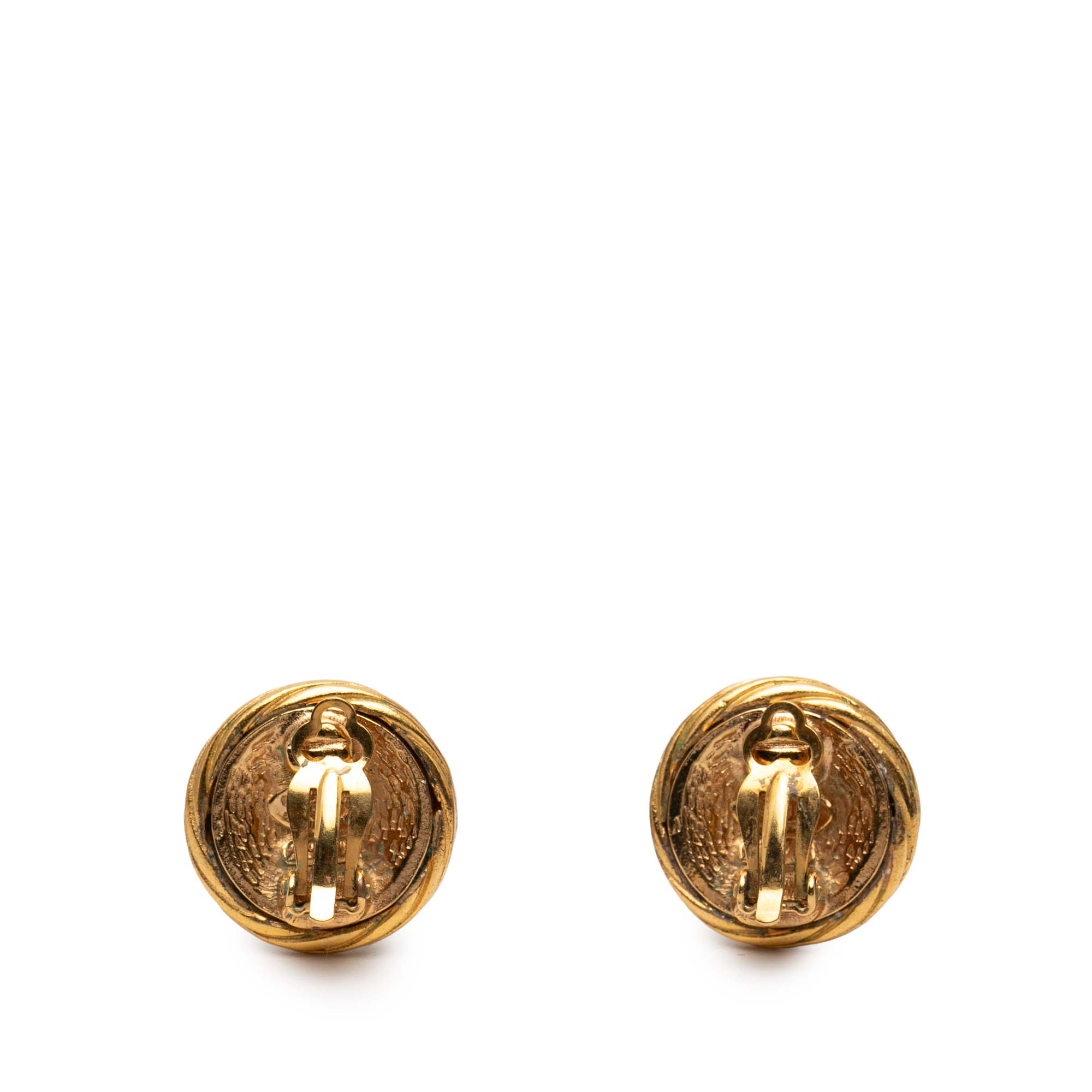 CC Gold Plated Round Clip On Earrings - Image 2