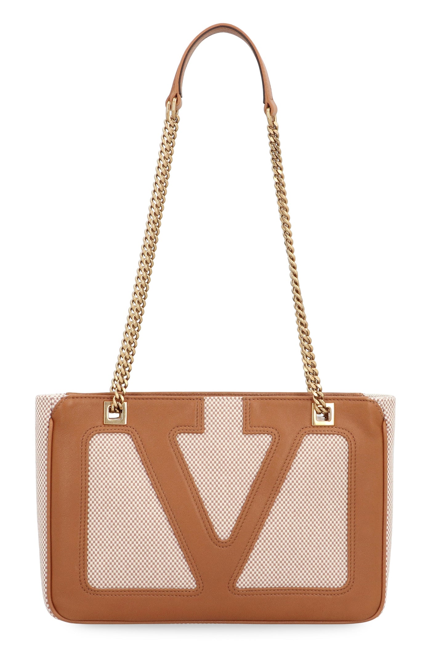 Valentino Garavani Shoulder Bag — Brown Canvas; Calfskin