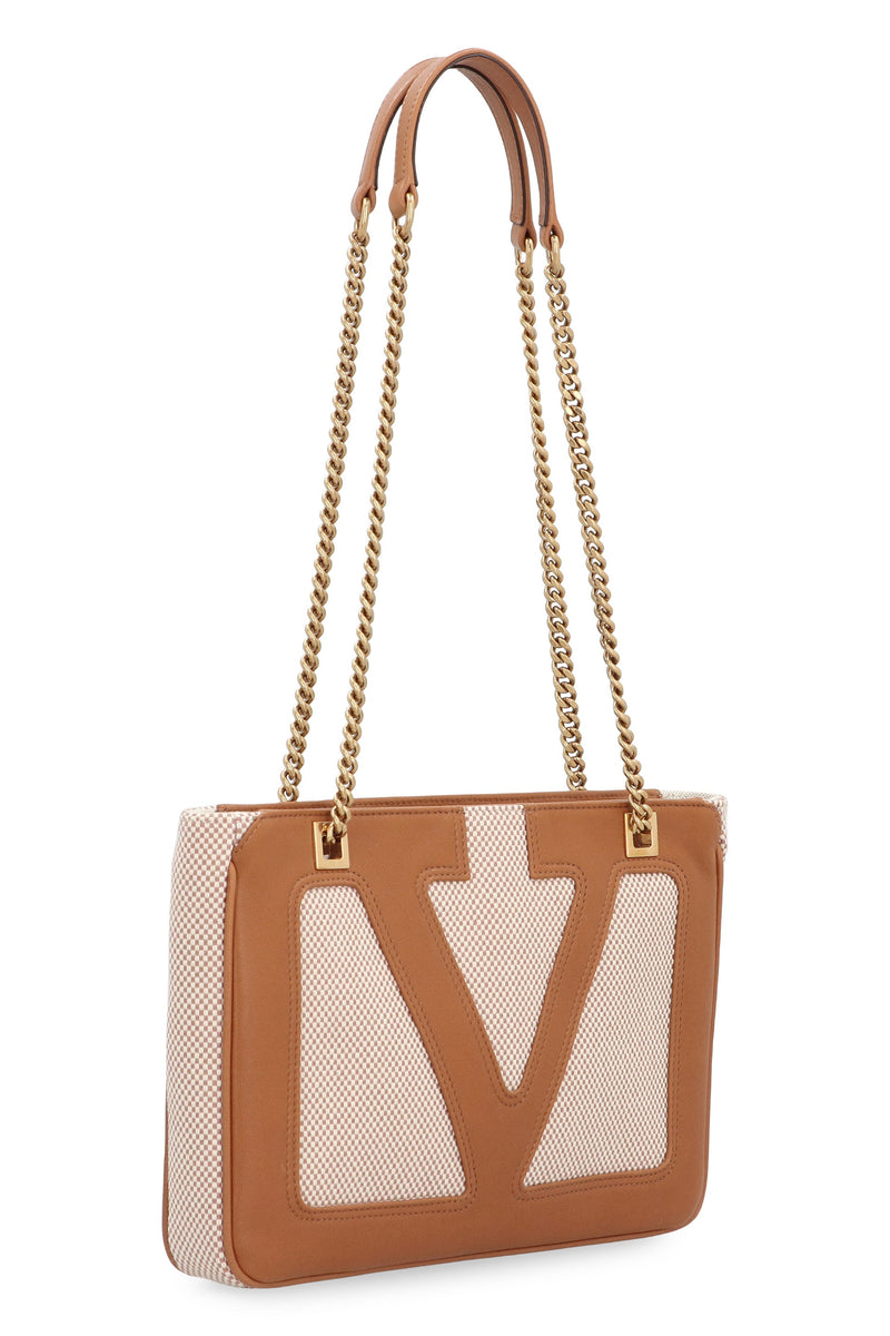Valentino Garavani Shoulder Bag — Brown Canvas; Calfskin