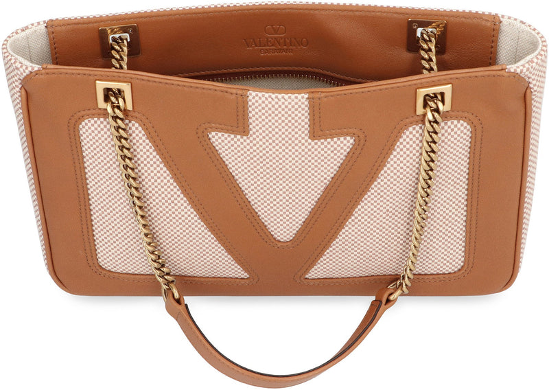 Valentino Garavani Shoulder Bag — Brown Canvas; Calfskin