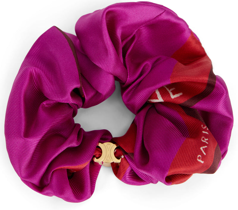 Celine Silk Fuchsia Hair Scrunchie — Purple Bands