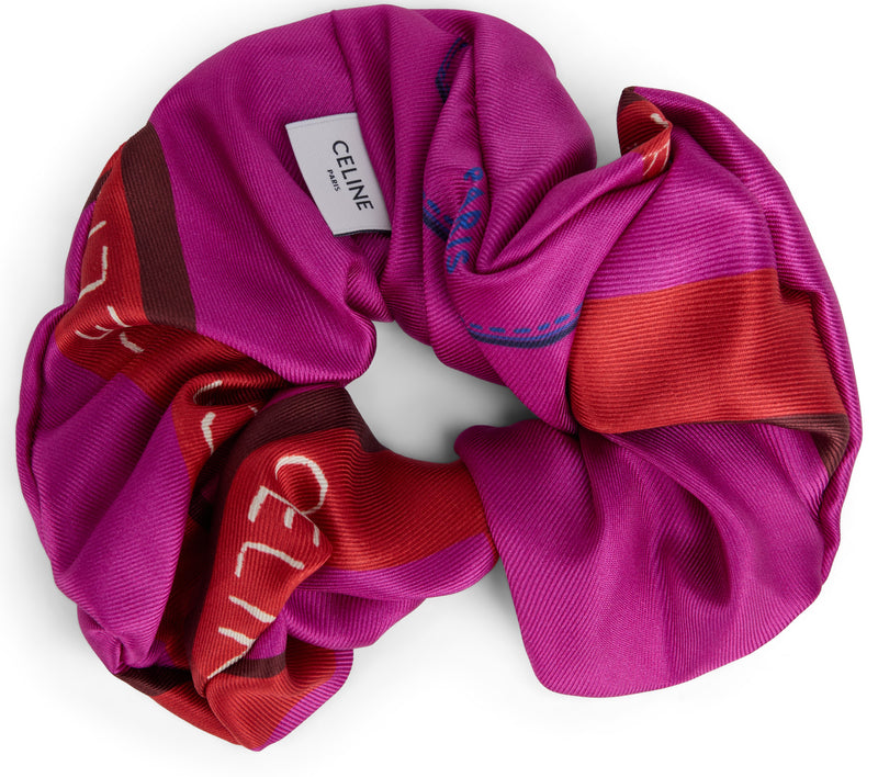 Celine Silk Fuchsia Hair Scrunchie — Purple Bands