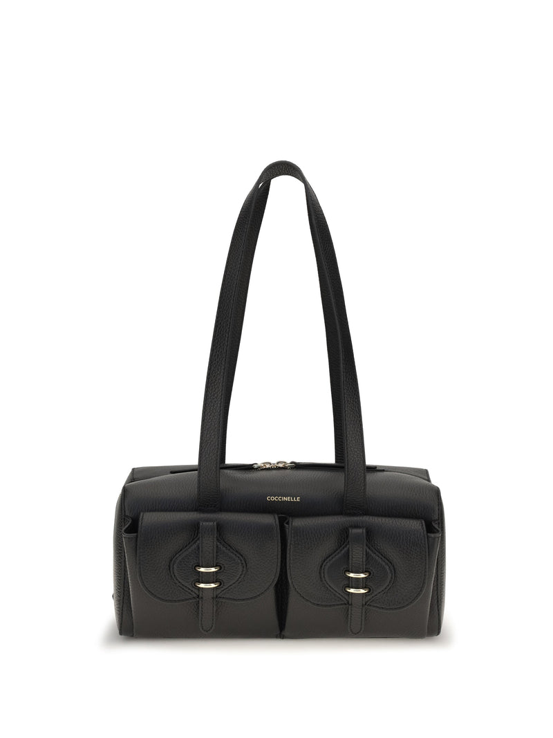 Coccinelle Mavery Shoulder Bag — Black Calf Leather