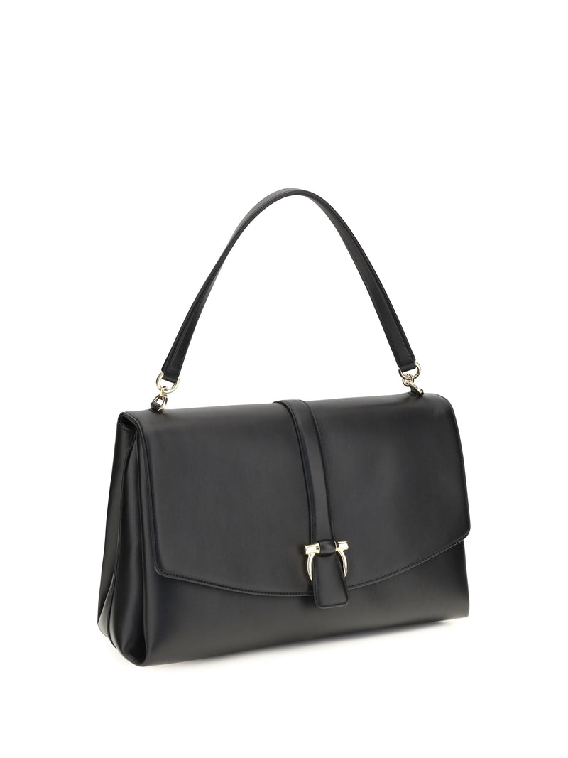 Ferragamo Mia Shoulder Bag — Black Calf Leather