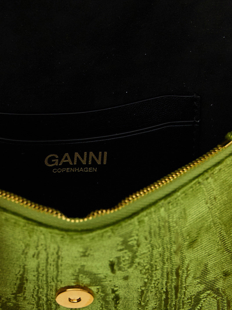 Ganni Wallet — Green Moiré Velvet