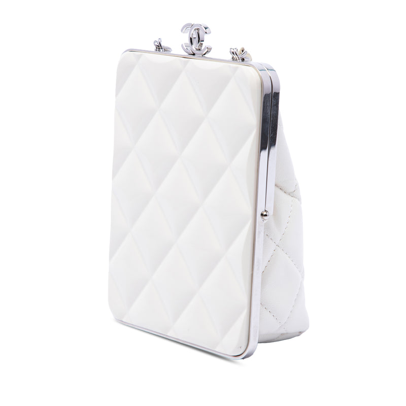 CC Quilted Acrylic and Lambskin Evening Clutch With Chain - Image 2