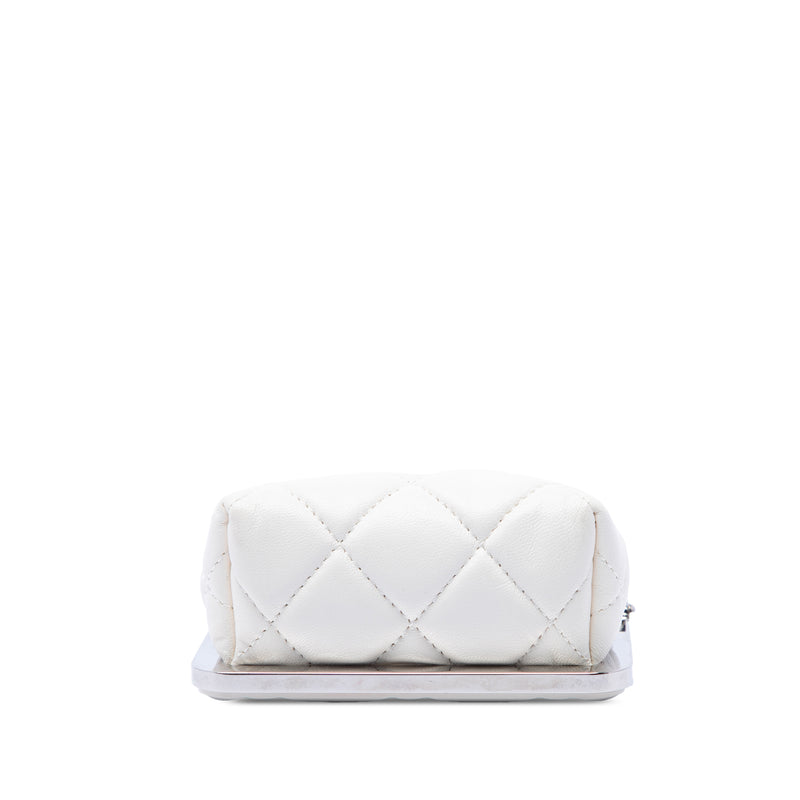 CC Quilted Acrylic and Lambskin Evening Clutch With Chain - Image 3